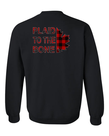 Plaid to the Bone Stacked Leaf Left Chest and Back Crewneck