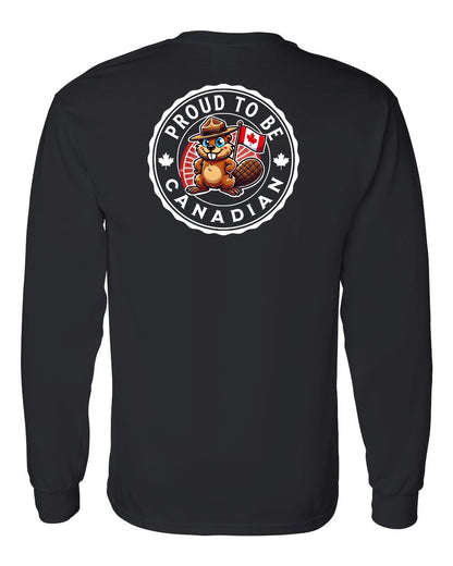 Proud to be Canadian Beaver Left Chest and Back Long Sleeve