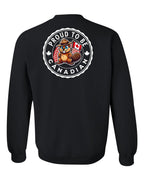 Proud to be Canadian Beaver Left Chest and Back Crewneck Sweatshirt - Gildan Canada (sewn Internationally) - Unisex