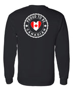 Proud to be Canadian Heart Flag Left Chest and Back Long Sleeve - Gildan Canada (sewn Internationally) - Unisex