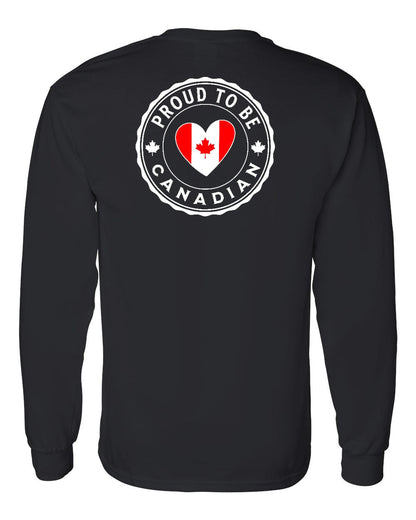 Proud to be Canadian Heart Flag Left Chest and Back Long Sleeve