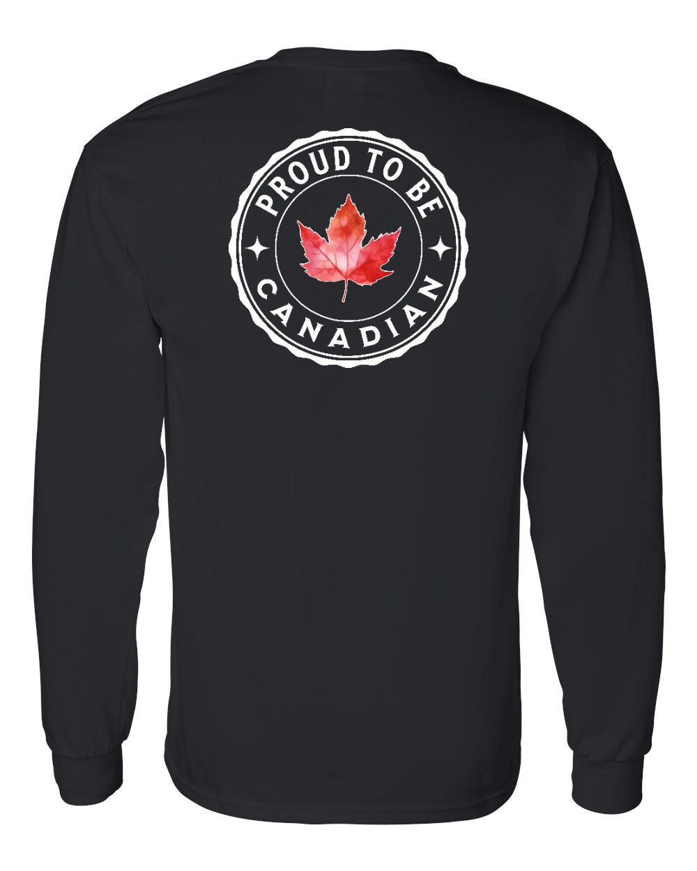 Proud to be Canadian Leaf Left Chest and Back Long Sleeve - Gildan Canada (sewn Internationally) - Unisex
