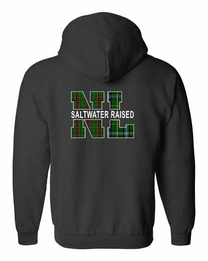 Newfoundland and Labrador Saltwater Raised Left Chest and Back Zip Hoodie