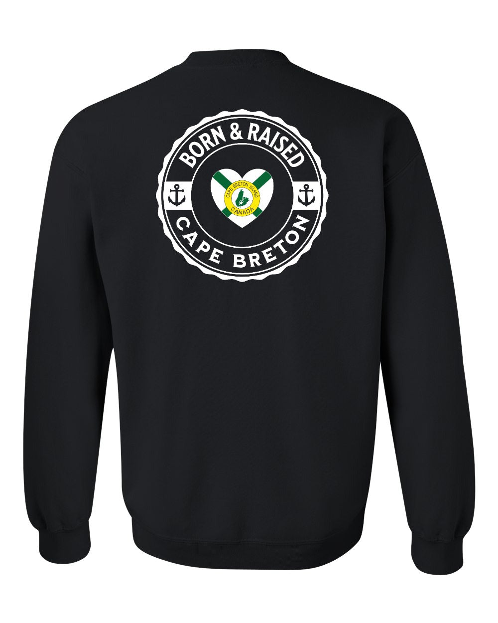 Born and Raised CB Heart Flag Left Chest & Back Crewneck Sweatshirt - Unisex