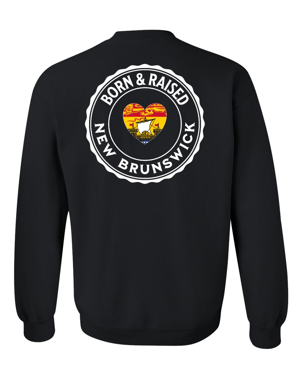 Born and Raised NB Heart Flag Left Chest & Back Crewneck Sweatshirt - Unisex