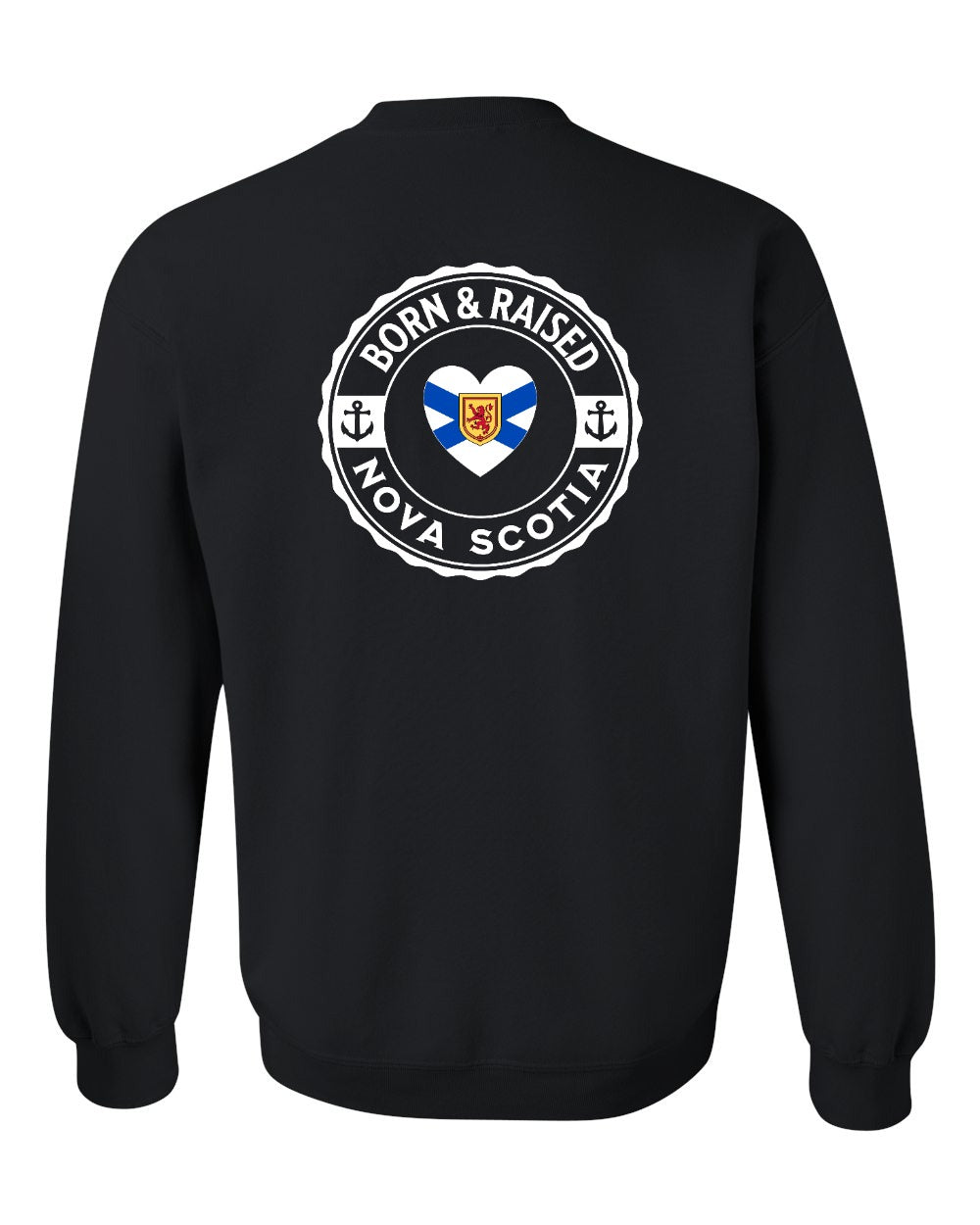 Born and Raised NS Heart Flag Left Chest & Back Crewneck Sweatshirt - Unisex