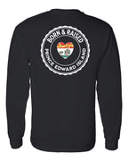 Born and Raised PEI Heart Flag Left Chest & Back Long Sleeve Tee - Unisex