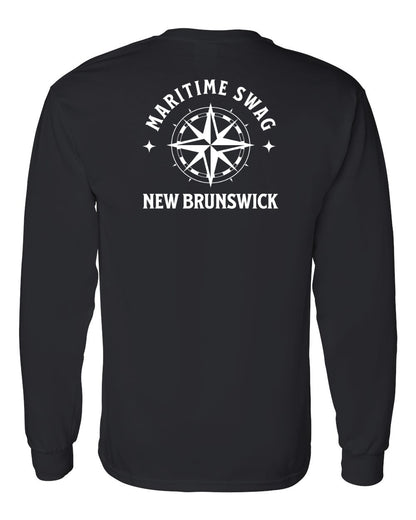 Maritime Swag New Brunswick Compass Left Chest and Back Long Sleeve Tee