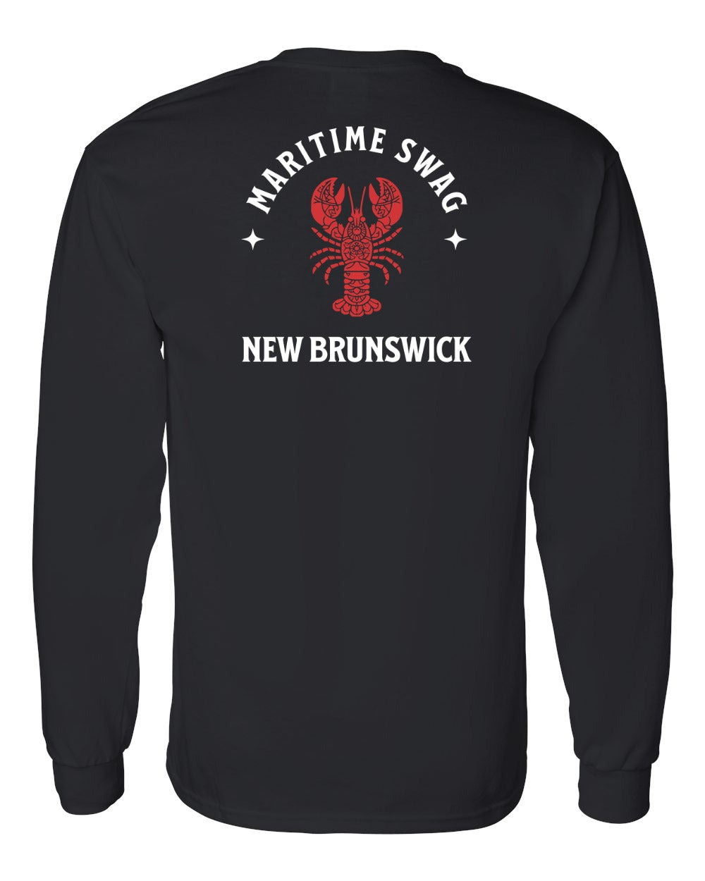 Maritime Swag NB Mandala Red Lobster White Lettering Left Chest and Back Long Sleeve Tee - Unisex