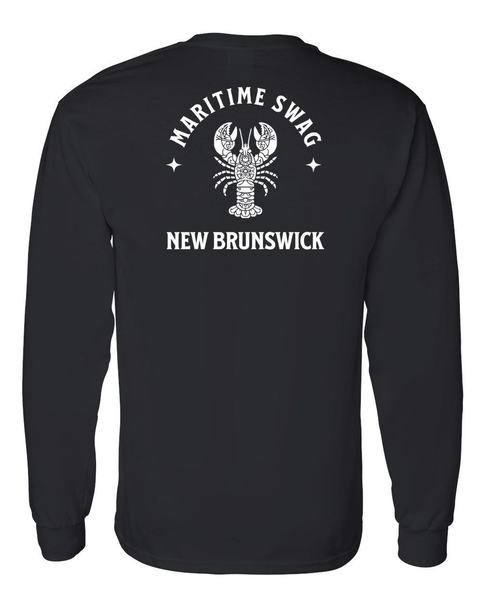 Maritime Swag New Brunswick Mandala white Lobster Left Chest and Back Long Sleeve Tee