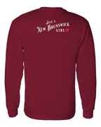 Just a NB Girl Red Heart Left Chest and Back Long Sleeve Tee - Unisex