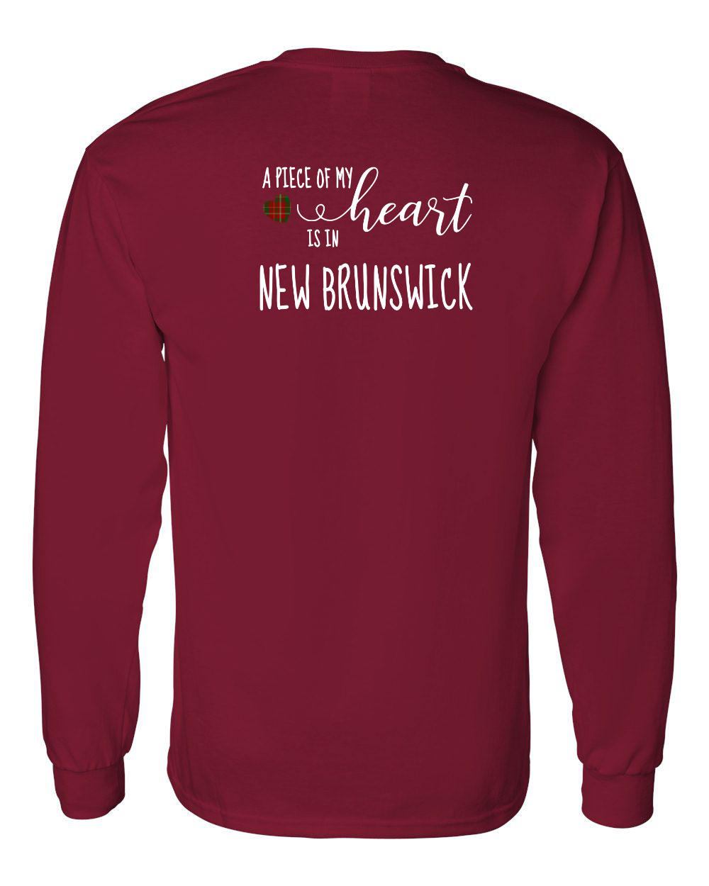 A piece of My heart in NB Tartan Heart Left Chest and Back Long Sleeve Tee - Unisex