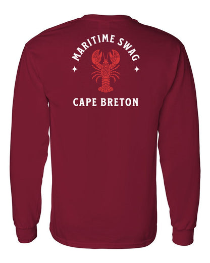 Maritime Swag Cape Breton Mandala Red Lobster Left Chest and Back Long Sleeve Tee