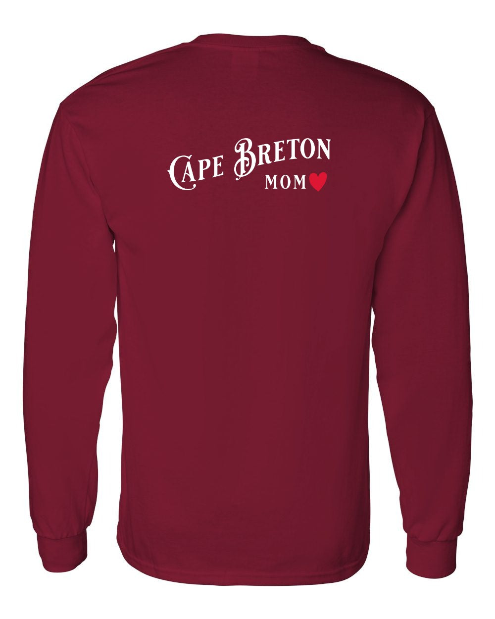 Cape Breton Mom Left Chest and Back Long Sleeve Tee