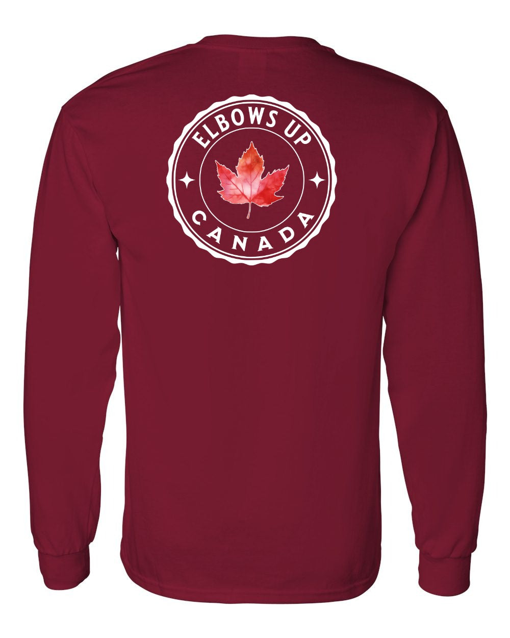 Elbows up Leaf Left Chest and Back Long Sleeve - Gildan Canada (sewn Internationally) - Unisex