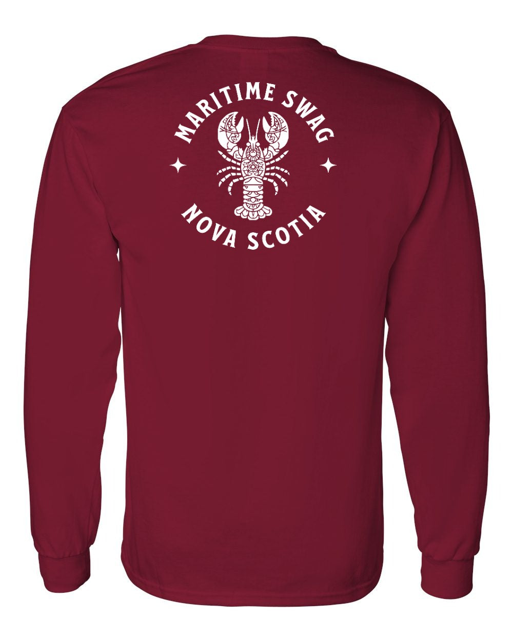 Maritime Swag NS Mandala white Lobster Left Chest and Back Long Sleeve Tee - Unisex