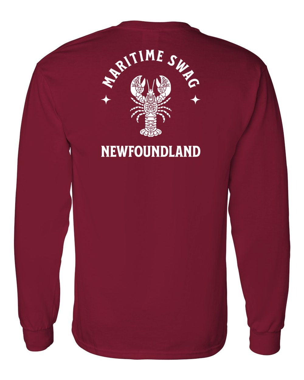 Maritime Swag NFLD Mandala white Lobster Left Chest and Back Long Sleeve - Unisex