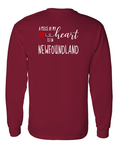 A piece of My heart in Newfoundland (Red Heart) Left Chest and Back Long Sleeve