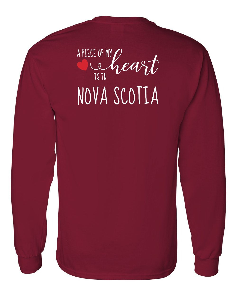 A piece of My heart in Nova Scotia (Red Heart) Left Chest and Back Long Sleeve Tee