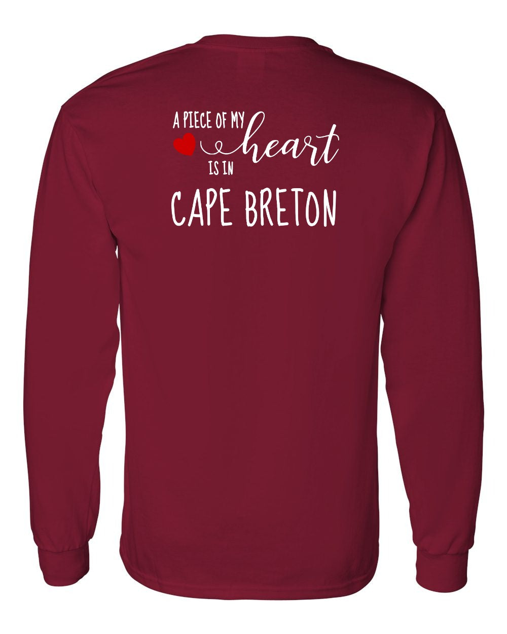 A piece of My heart in Cape Breton (Red Heart) Left Chest and Back Long Sleeve Tee