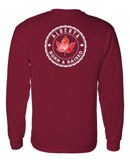 Born And Raised Alberta Left Chest and Back Long Sleeve