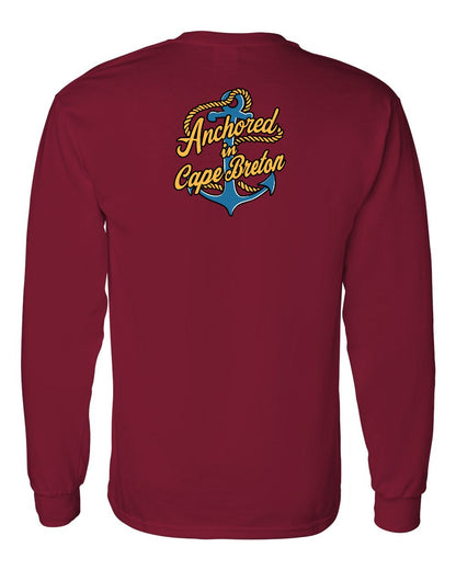 Anchored in Cape Breton (New Design) Left Chest and Back Long Sleeve Tee