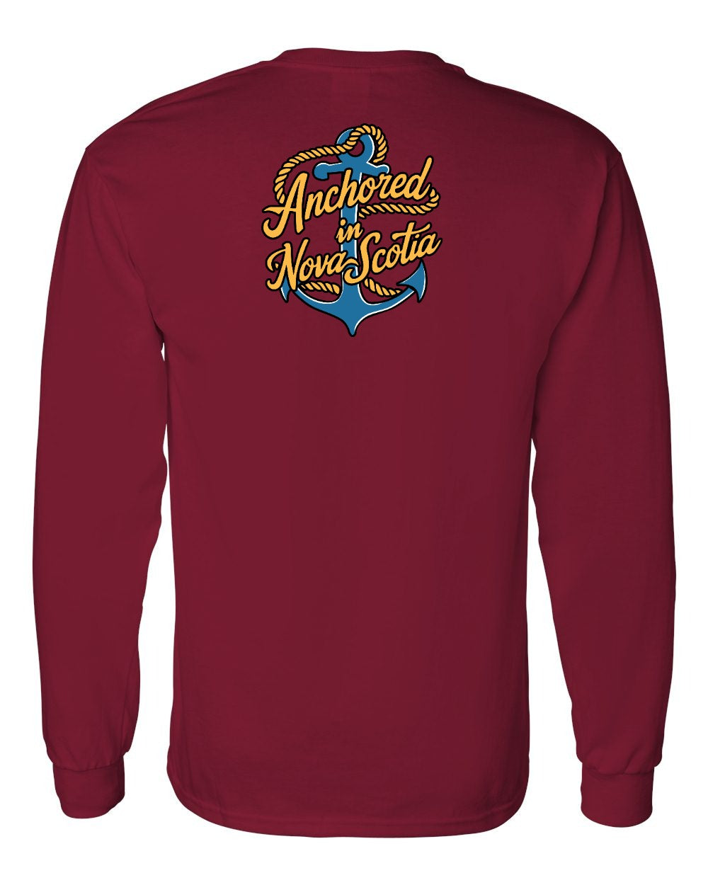 Anchored in Nova Scotia (New Design) Left Chest and Back Long Sleeve Tee