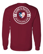 Born and Raised NFLD Heart Flag Left Chest & Back Long Sleeve Tee - Unisex