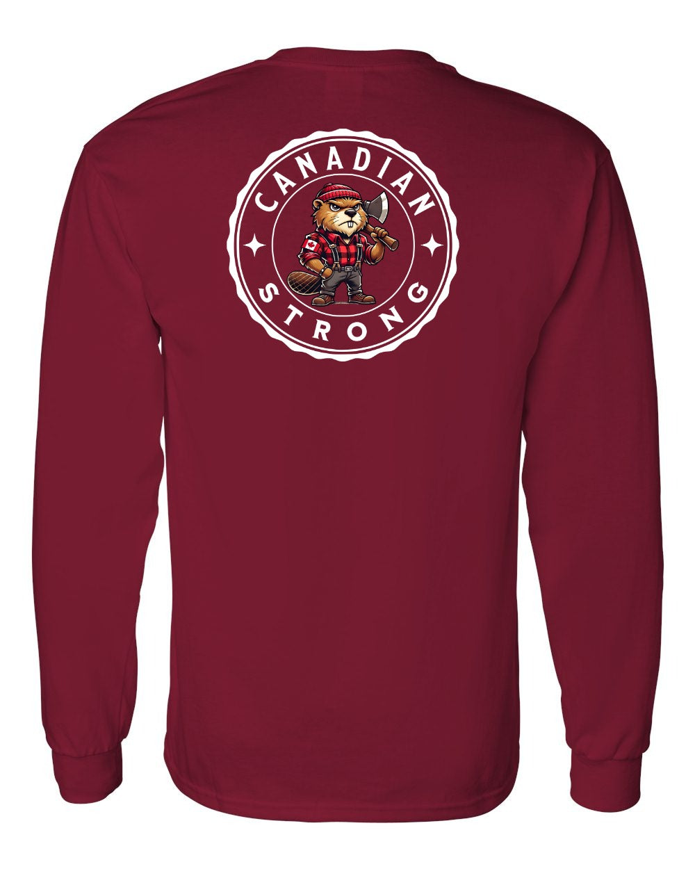 Canadian Strong Beaver Left Chest and Back Long Sleeve