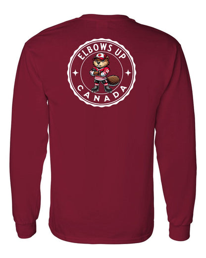 Elbows up Beaver Left Chest and Back Long Sleeve