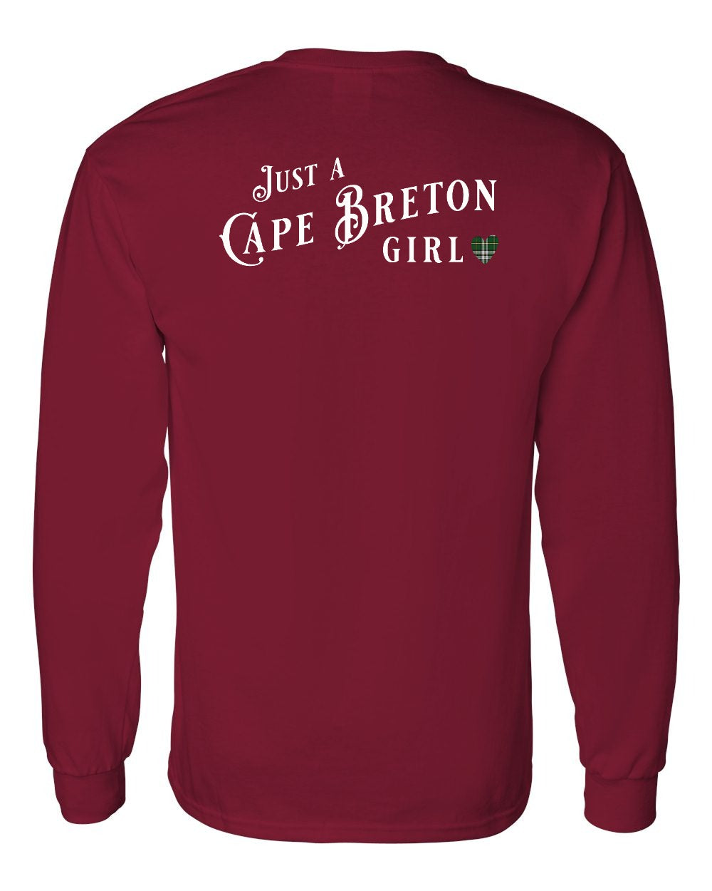 Just a Cape Breton Girl Tartan Left Chest and Back Long Sleeve Tee