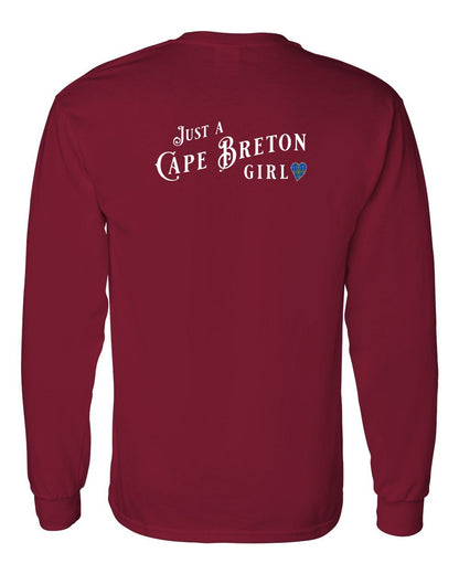 Just a Cape Breton Girl Tartan Left Chest and Back Long Sleeve Tee