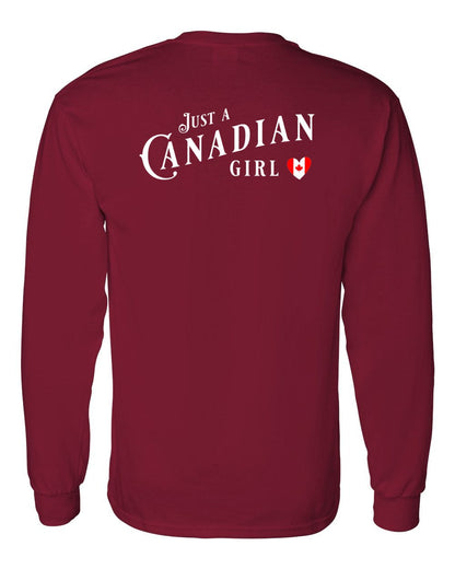 Just A Canadian Girl (Heart Flag Full) Left Chest and Back Long Sleeve