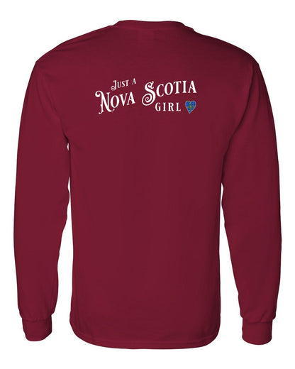 Just a Nova Scotia Girl Tartan Left Chest and Back Long Sleeve Tee