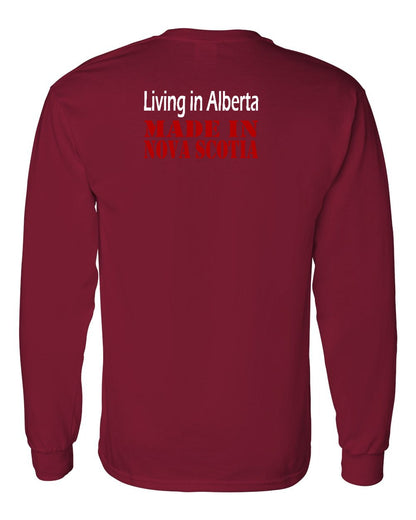 Living Alberta Made in Nova Scotia Left Chest and Back Long Sleeve Tee