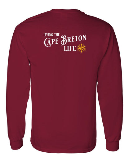 Living the Cape Breton Life yellow Left Chest and Back Long Sleeve Tee