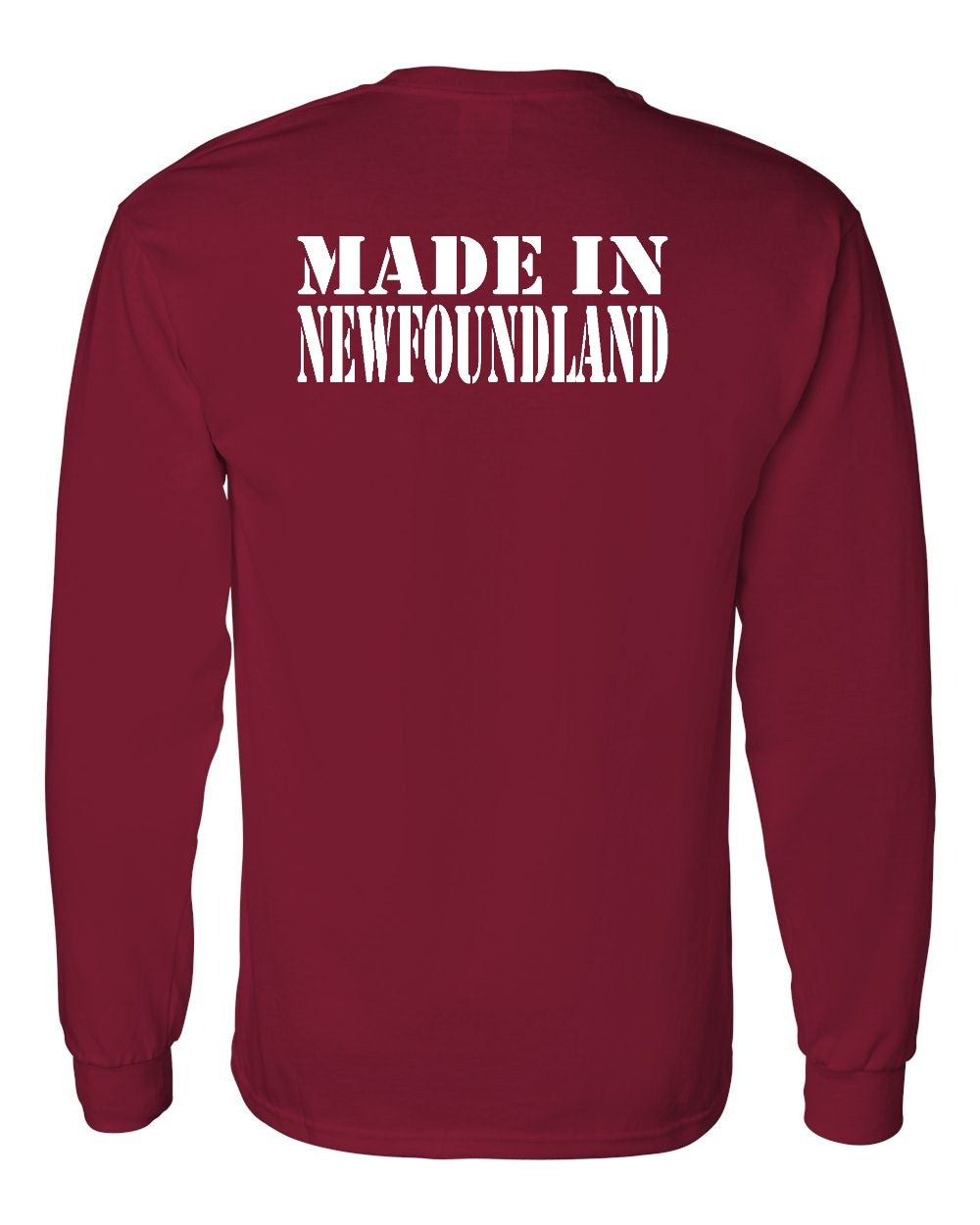 Made In NFLD ( White Lettering) Left Chest and Back Long Sleeve - Unisex