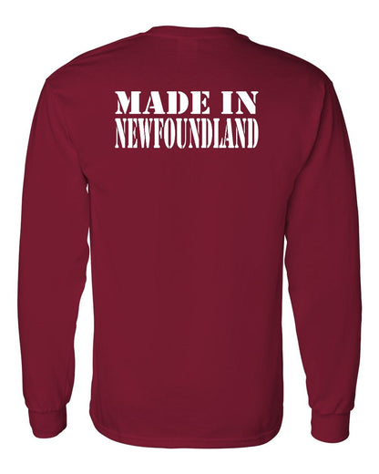 Made In Newfoundland ( White Lettering) Left Chest and Back Long Sleeve