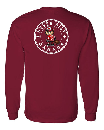 Never 51st Beaver Left Chest and Back Long Sleeve
