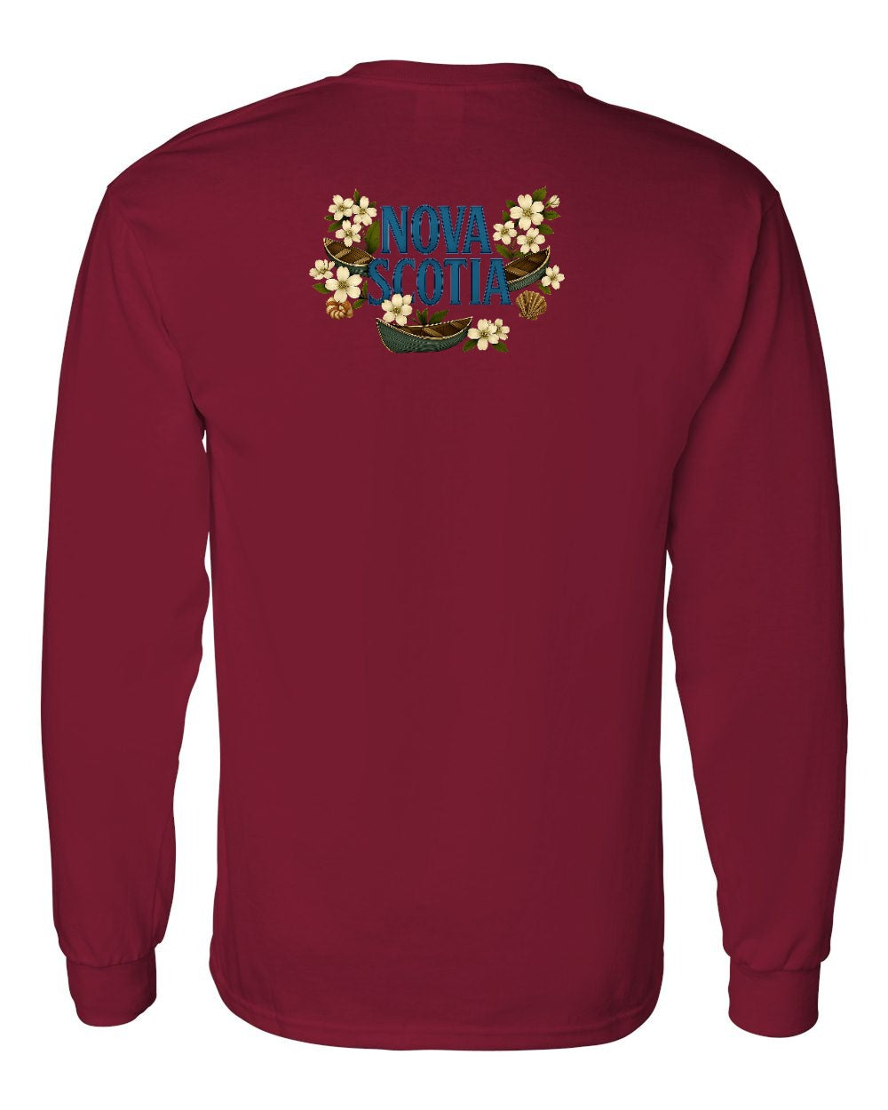 Nova Scotia Flowers Left Chest and Back Long Sleeve Tee