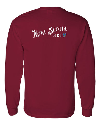 Nova Scotia Girl Tartan Heart Left Chest and Back Long Sleeve Tee