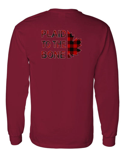 Plaid to the Bone Stacked Leaf Left Chest and Back Long Sleeve