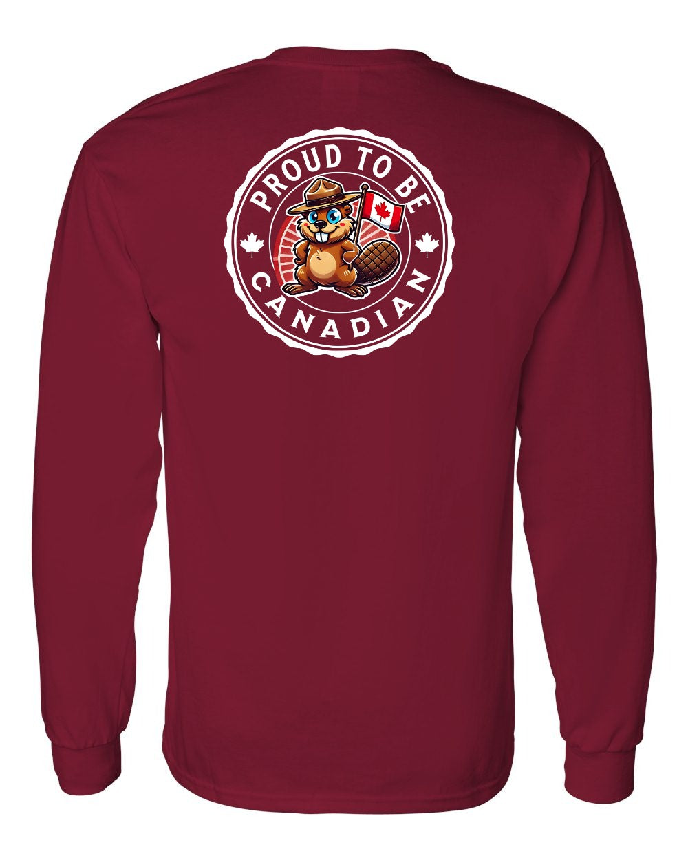 Proud to be Canadian Beaver Left Chest and Back Long Sleeve - Gildan Canada (sewn Internationally) - Unisex