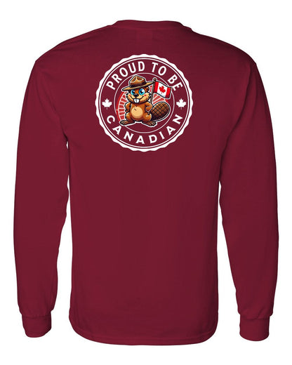 Proud to be Canadian Beaver Left Chest and Back Long Sleeve