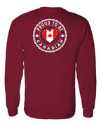 Proud to be Canadian Heart Flag Left Chest and Back Long Sleeve - Gildan Canada (sewn Internationally) - Unisex