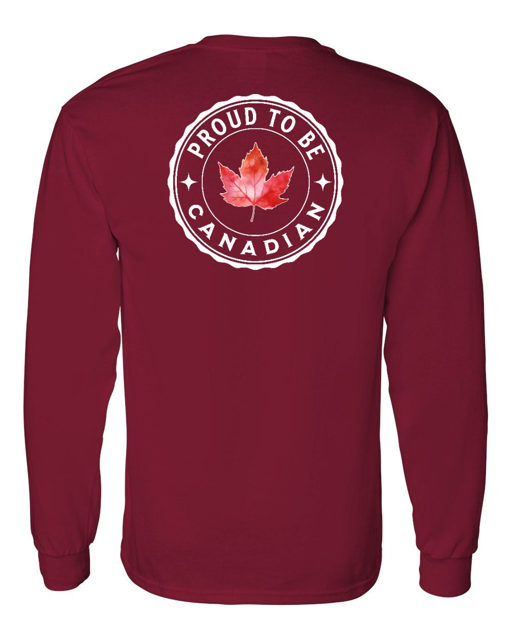 Proud to be Canadian Leaf Left Chest and Back Long Sleeve