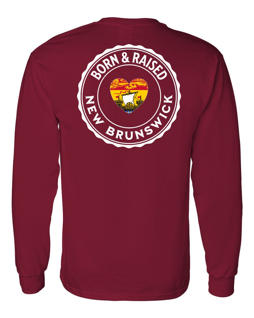 Born and Raised NB Heart Flag Left Chest & Back Long Sleeve Tee - Unisex