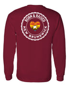 Born and Raised NB Heart Flag Left Chest & Back Long Sleeve Tee - Unisex
