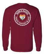 Born and Raised PEI Heart Flag Left Chest & Back Long Sleeve Tee - Unisex