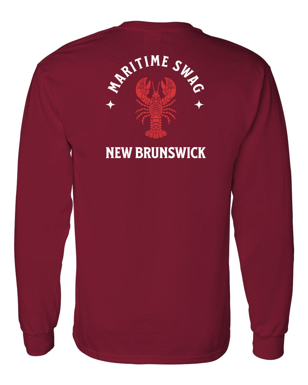 Maritime Swag New Brunswick Mandala Red Lobster Left Chest and Back Long Sleeve Tee